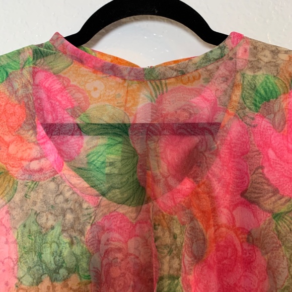 Vintage Henry Lee Floral Maxi Dress Medium? Pink Hostess Psychedelic 60's 70's - Picture 3 of 15